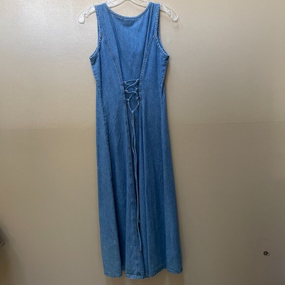 True Blue Denim Sleeveless Maxi Dress Casual Size 5/6 - Picture 5 of 12